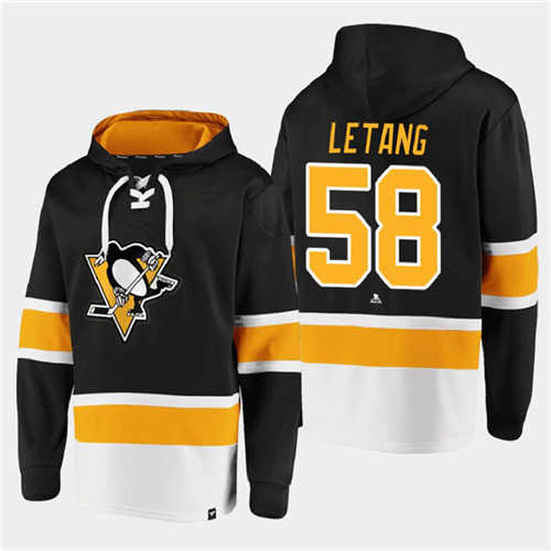 Pittsburgh Penguins #58 Kris Letang Black All Stitched Sweatshirt Hoodie